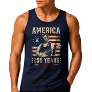 Lincoln Liberty Bell Guitar Tank Top 1776-2026 Patriotic Vintage Men Graphic Shirt