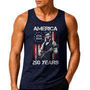 Rockstar Lincoln Guitar Tank Top 1776-2026 Patriotic Retro Men Graphic Sleeveless Shirt