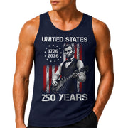 Rockstar Lincoln Guitar Tank Top 1776-2026 Patriotic Retro Men Graphic Sleeveless Shirt
