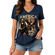 Vintage Lincoln V-Neck Shirt Patriotic Eagle 1776-2026 America 250 Years Women