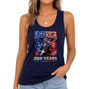 Lincoln Tank Top Women America 250 Years Patriotic Graphic Sleeveless Summer Shirt