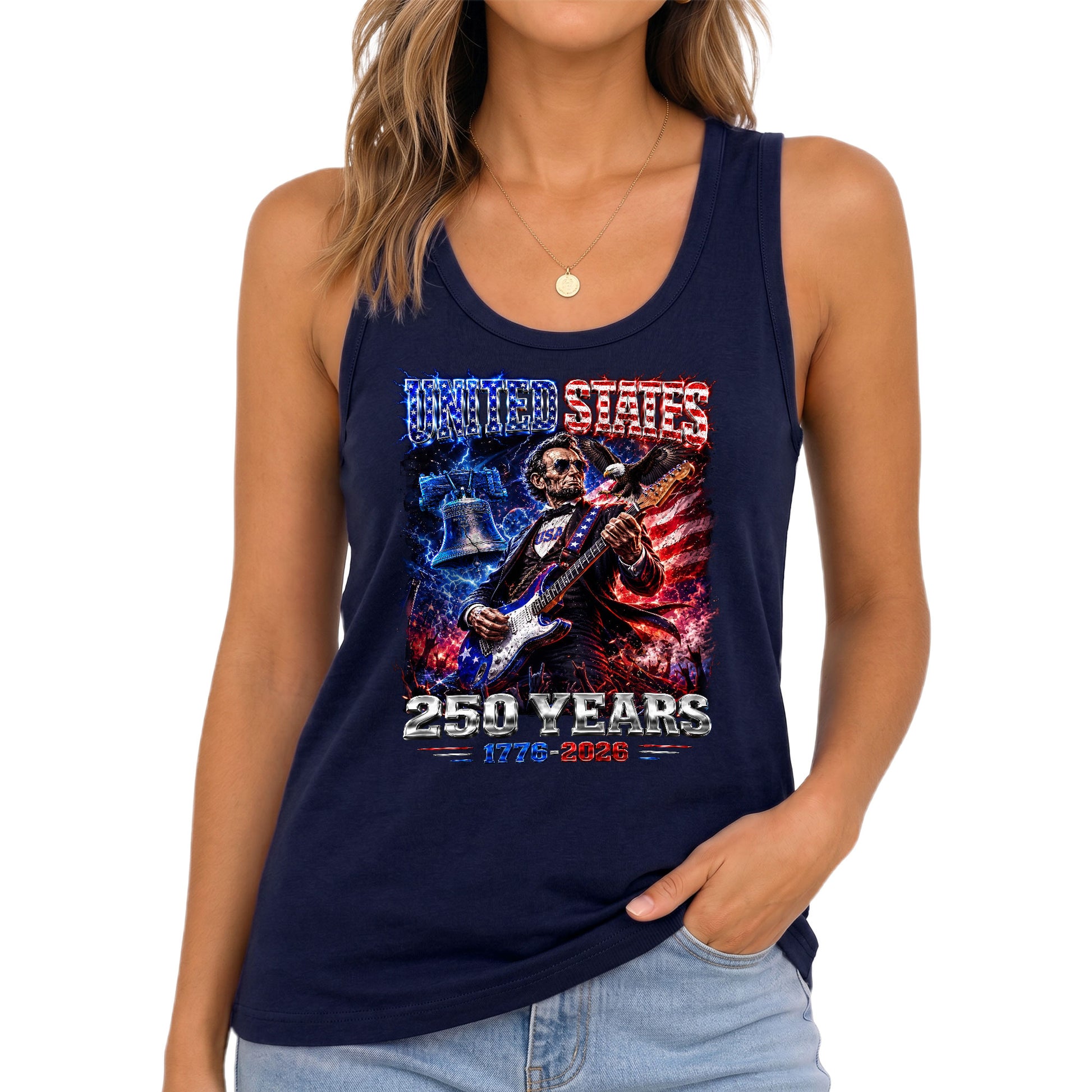 Lincoln 1776-2026 Patriotic Women Tank Top - Graphic Sleeveless Summer Shirt Apparel - Rust Field Wear