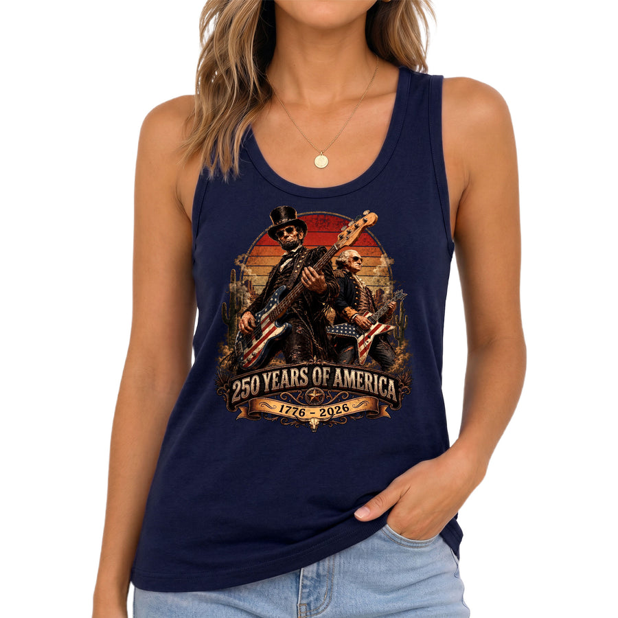 Lincoln Women Tank Top 250 Years of America Patriotic Presidents Rock Guitarist 1776 Shirt