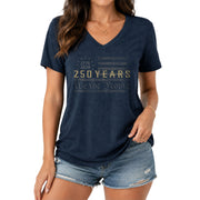 Patriotic V-Neck T-Shirt Women 1776-2026 250 Years We The People Historical Graphic