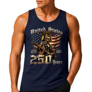 Patriotic Men's Tank Top Lincoln Guitar Graphic Print 1776-2026 Historical Style Shirt