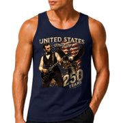 Men's Patriotic Tank Top Abraham Lincoln Guitar Graphic 1776-2026 Historical Style Tee