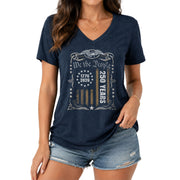 Patriotic 1776-2026 V-Neck Shirt Vintage We The People America 250 Years Womens Tee