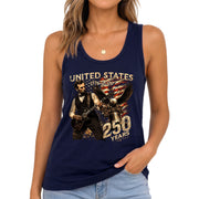 Abraham Lincoln Women Tank Top Bald Eagle Liberty Bell Guitar 1776 2026 250 Years Shirt - Rust Field Wear