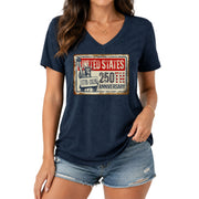 United States 250th Anniversary Women V-Neck T-Shirt 1776-2026 Patriotic Liberty Tee