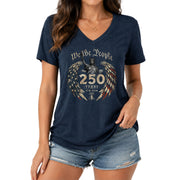 Women's Statue of Liberty V-Neck T-Shirt 250 Years Patriotic Freedom Anniversary Tee