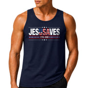 Men's JESUSAVES 1776-2026 Tank Top - Patriotic Graphic Sleeveless Summer Shirt