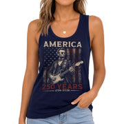 Lincoln 1776-2026 Guitarist Tank Top - Women's Patriotic Summer Sleeveless Tee
