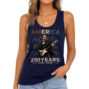 Women's Patriotic 1776-2026 Lincoln Tank - Graphic Fireworks Sleeveless Summer Top