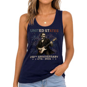 Women's Patriotic 1776-2026 Lincoln Tank - Graphic Fireworks Sleeveless Summer Top