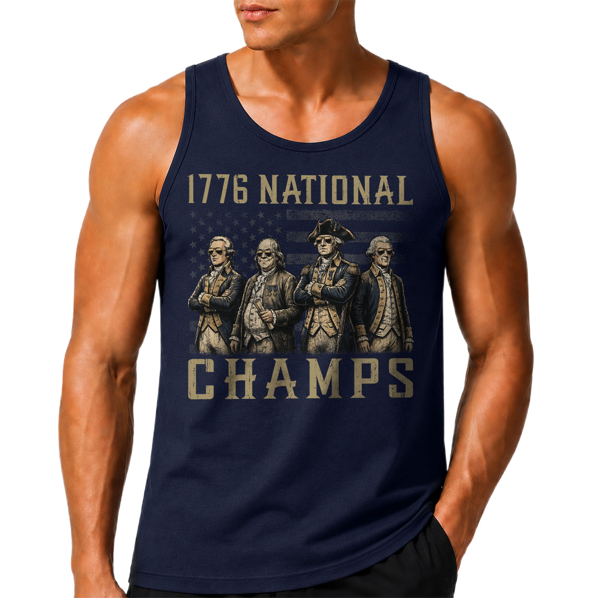 Men’s 1776 National Champs Tank Top - Vintage American History Style Sleeveless Shirt