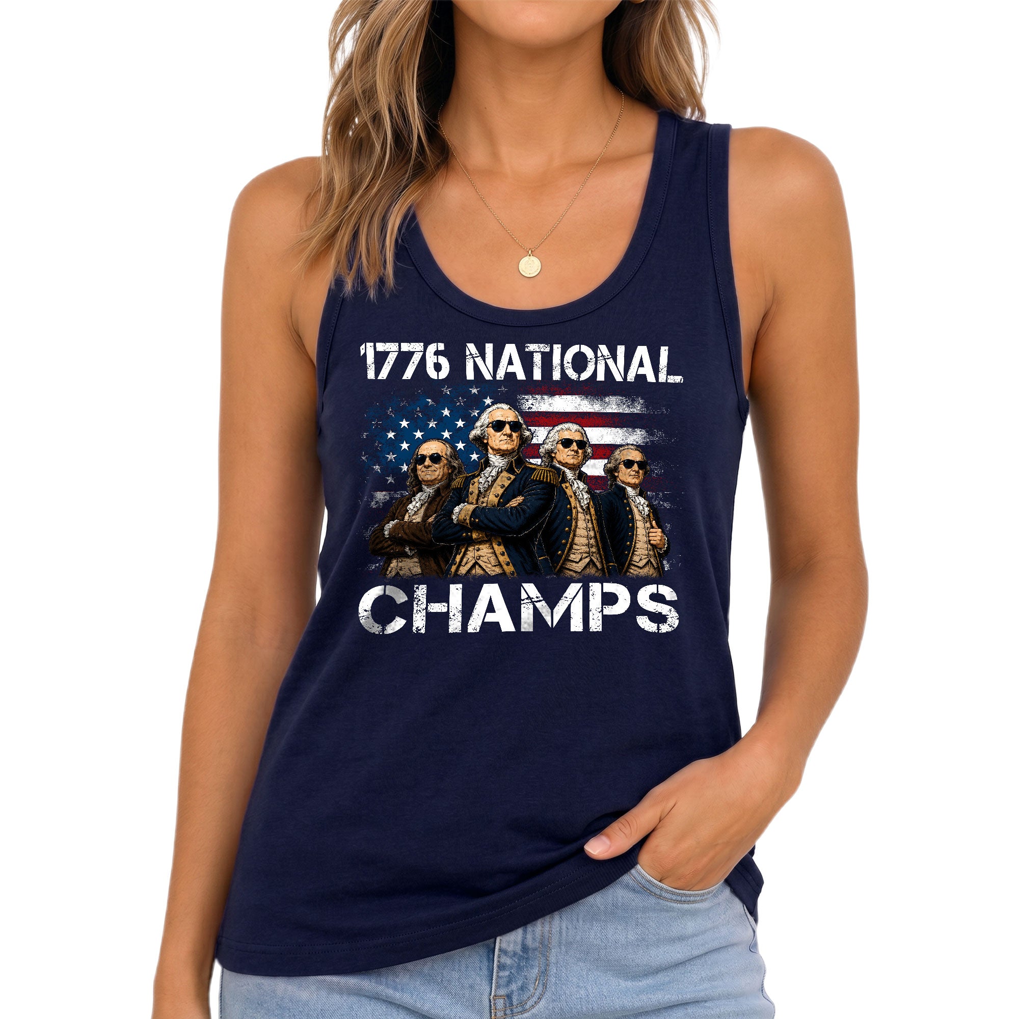 1776 National Champs Women’s Tank Top - Vintage Founding Fathers American Flag Design