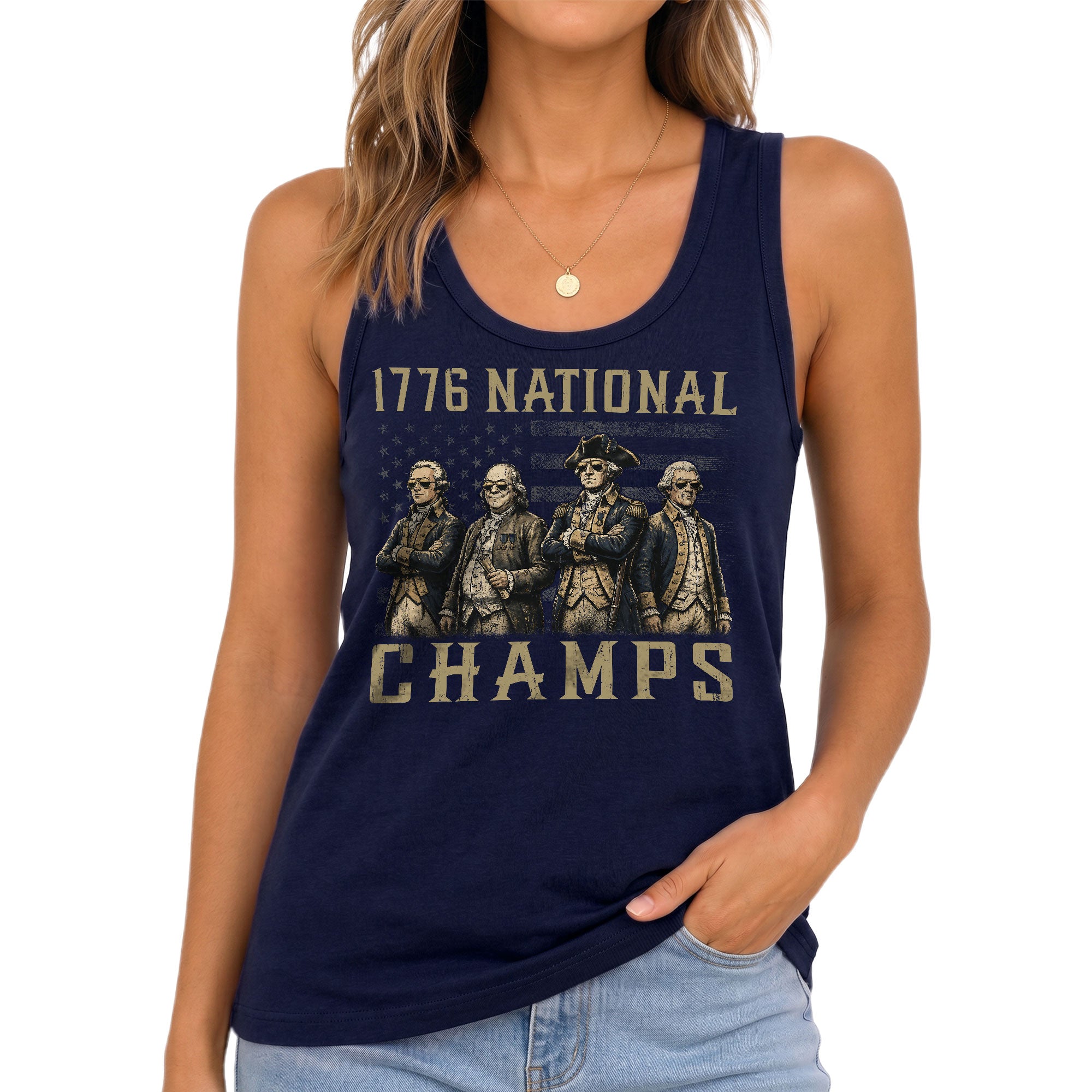 Women’s 1776 National Champs Tank Top - Patriotic American History Graphic Sleeveless