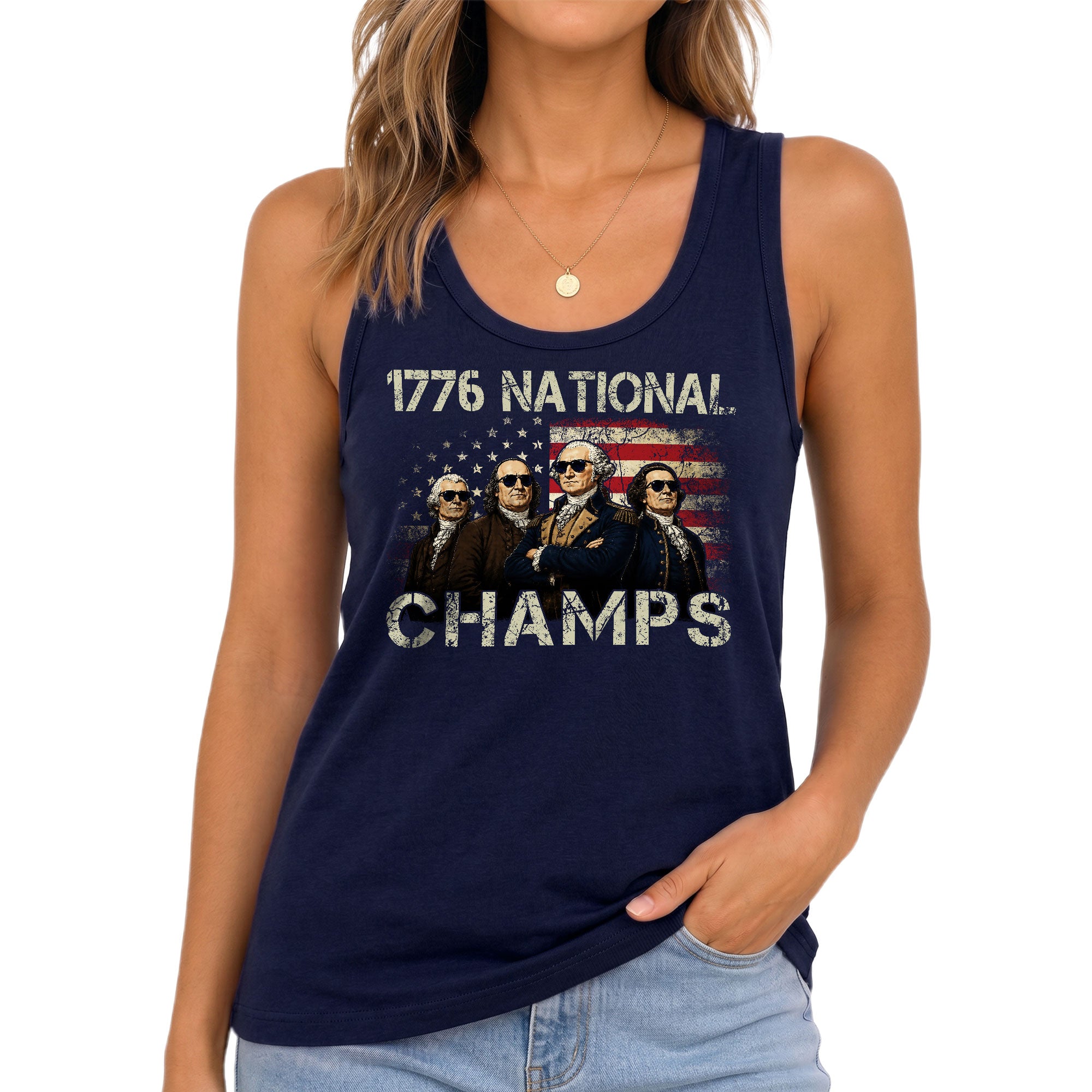 Vintage Style 1776 National Champs Women Tank Top - Patriotic American History Graphic Apparel