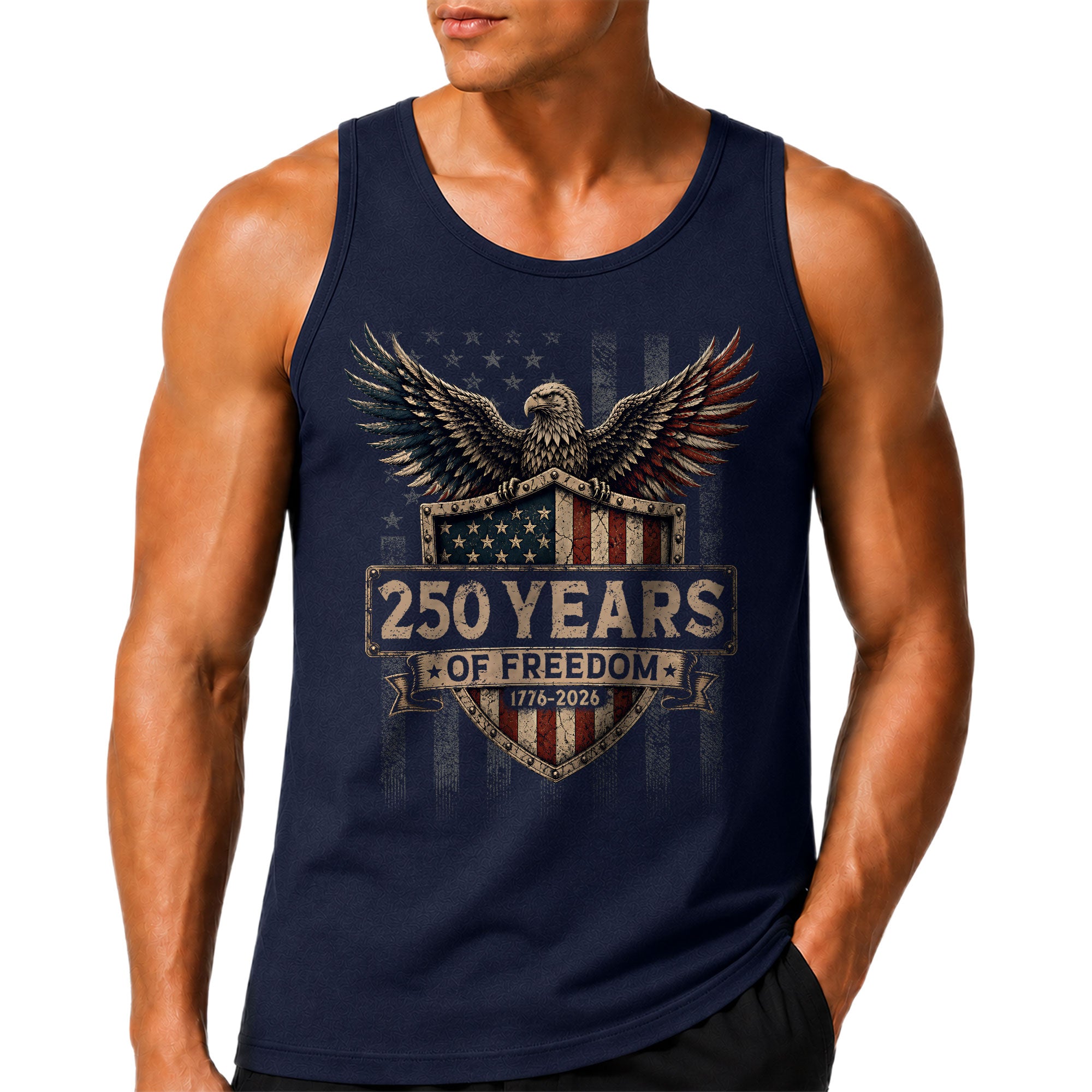 Men Tank Top 250 Years of Freedom Shirt 1776 2026 Patriotic American Eagle Graphic Tee