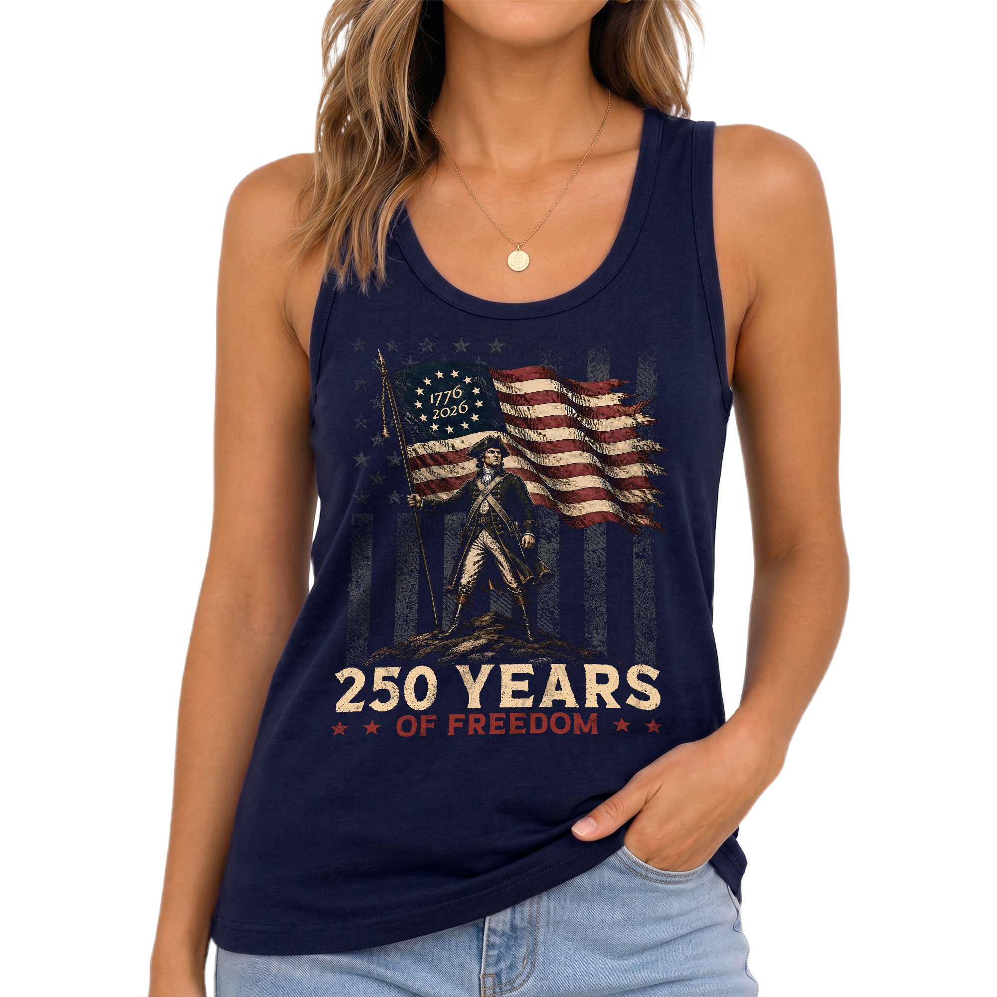 Women Tank Top 250 Years of Freedom Shirt 1776 2026 George Washington Patriotic Tee