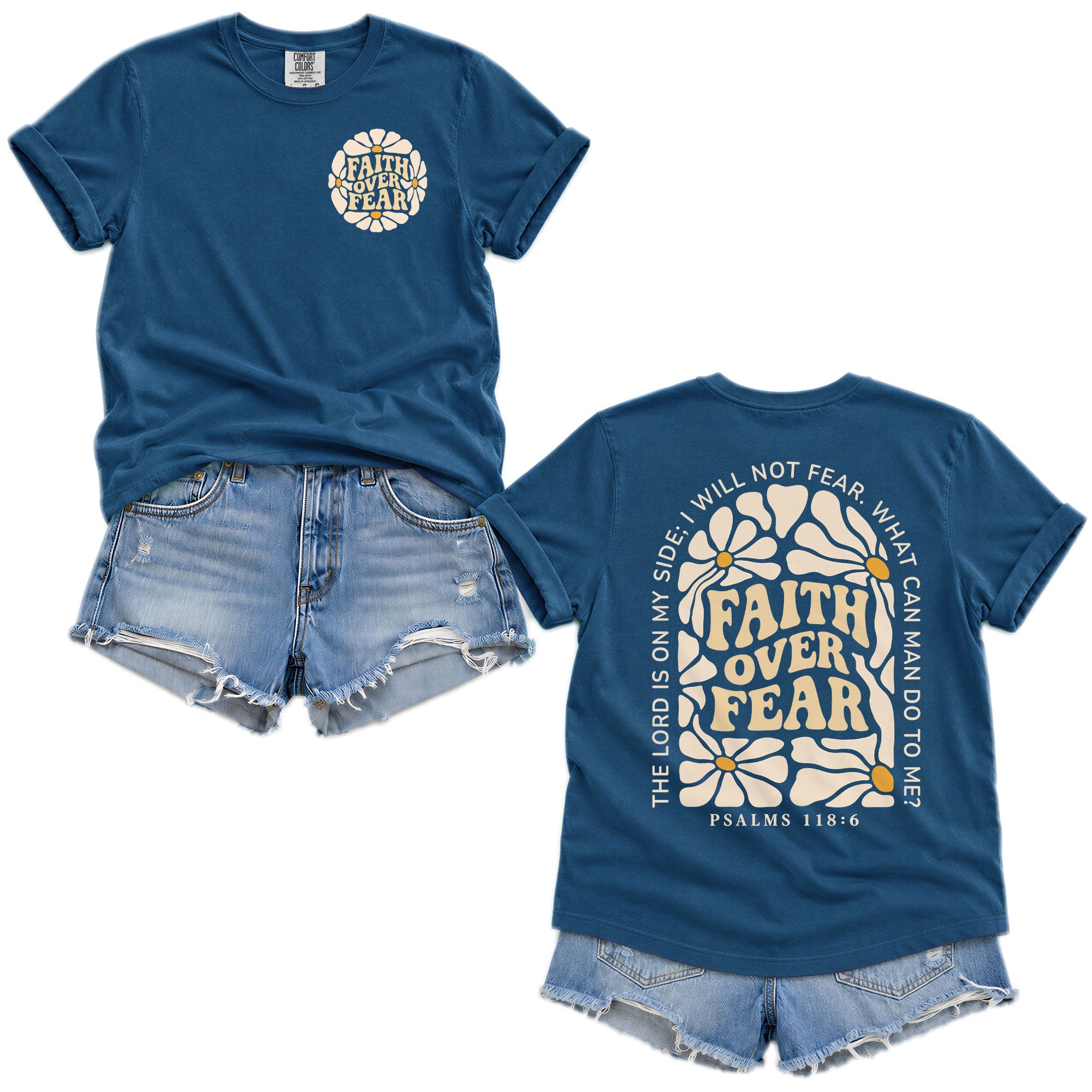 Faith Over Fear Christian Women Shirt Floral Bible Verse Graphic Religious Faith Tee