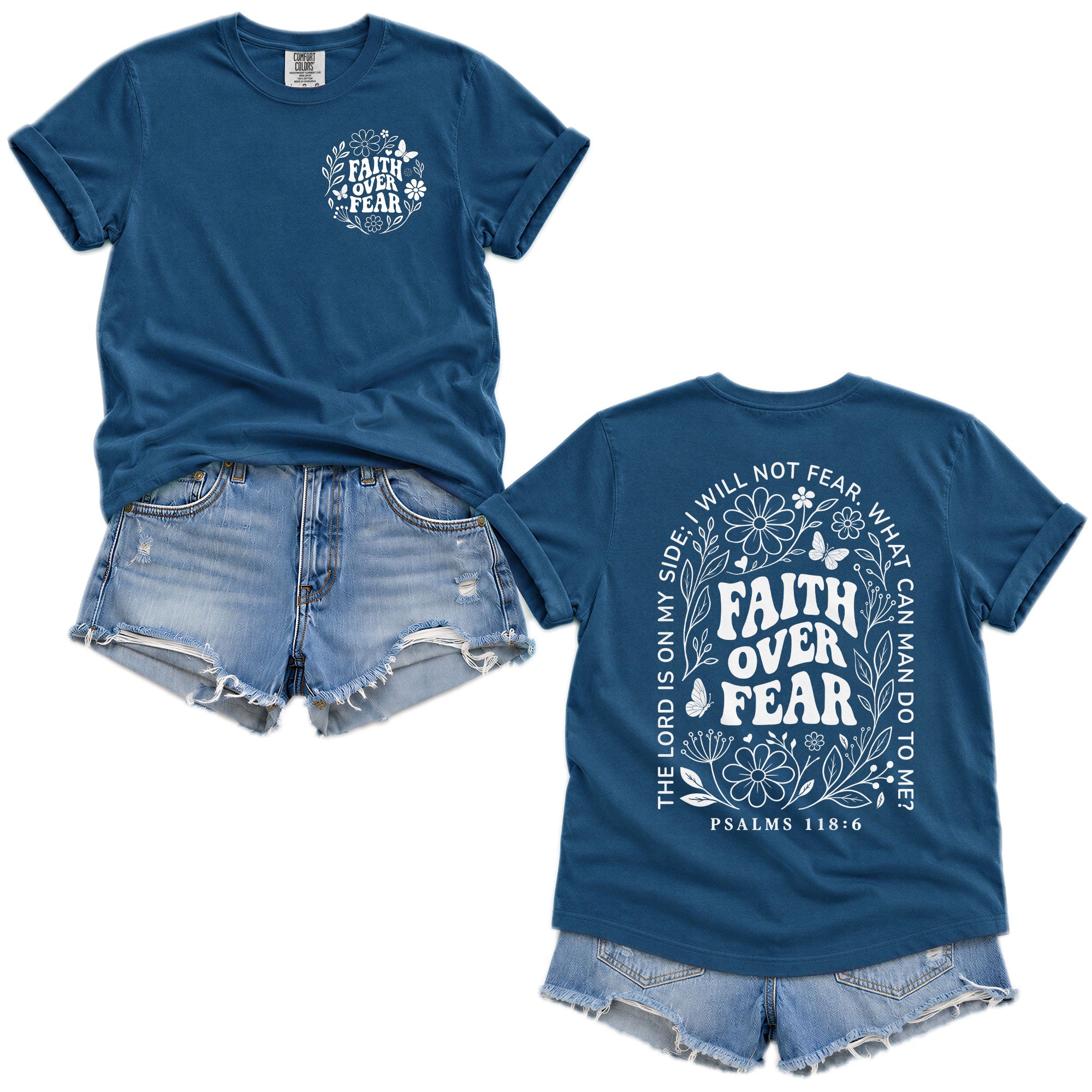 Faith Over Fear Christian Women Shirt Floral Scripture Graphic Inspirational Faith Tee