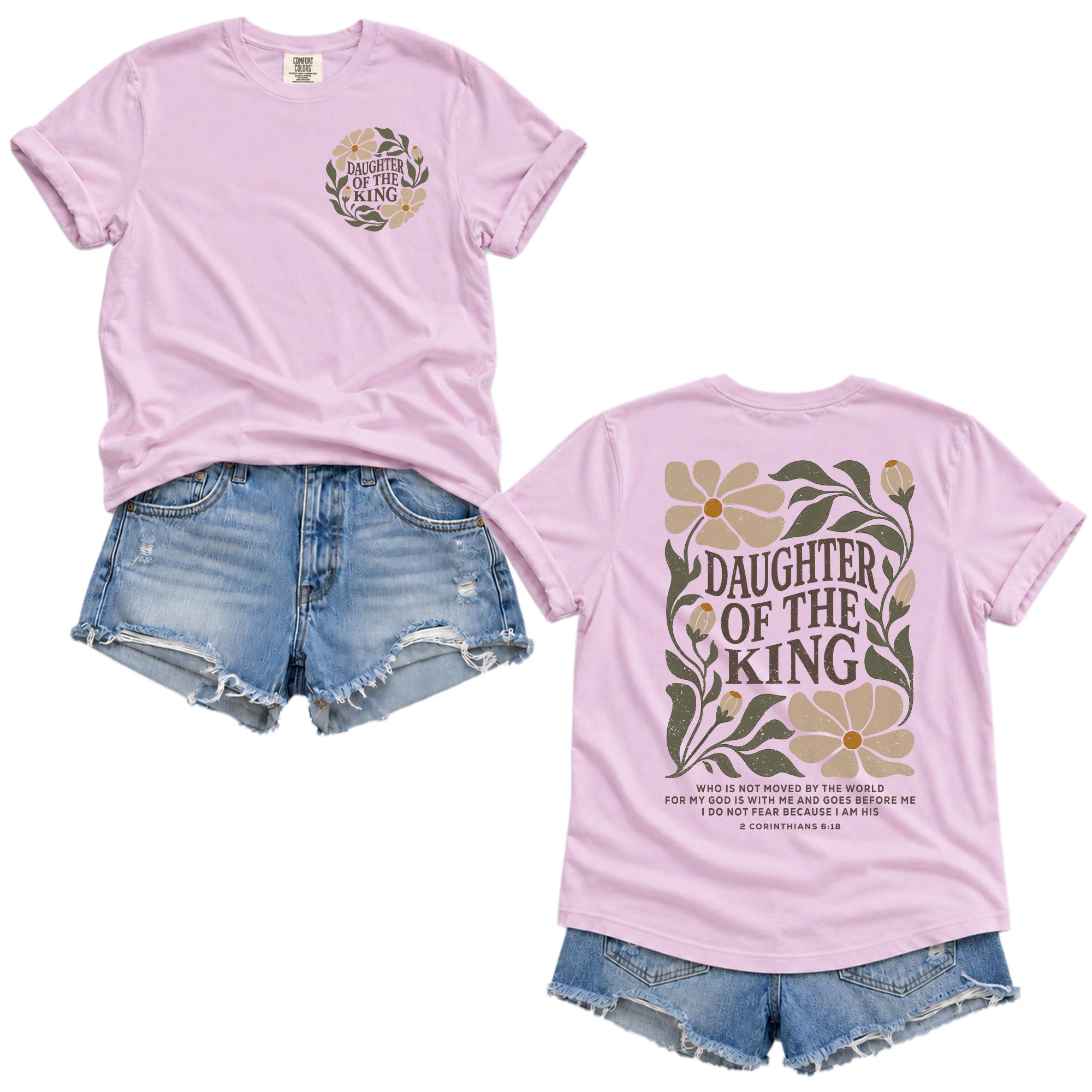 Daughter Of The King Floral 2 Corinthians 6 18 Christian T Shirt Apparel Top Women