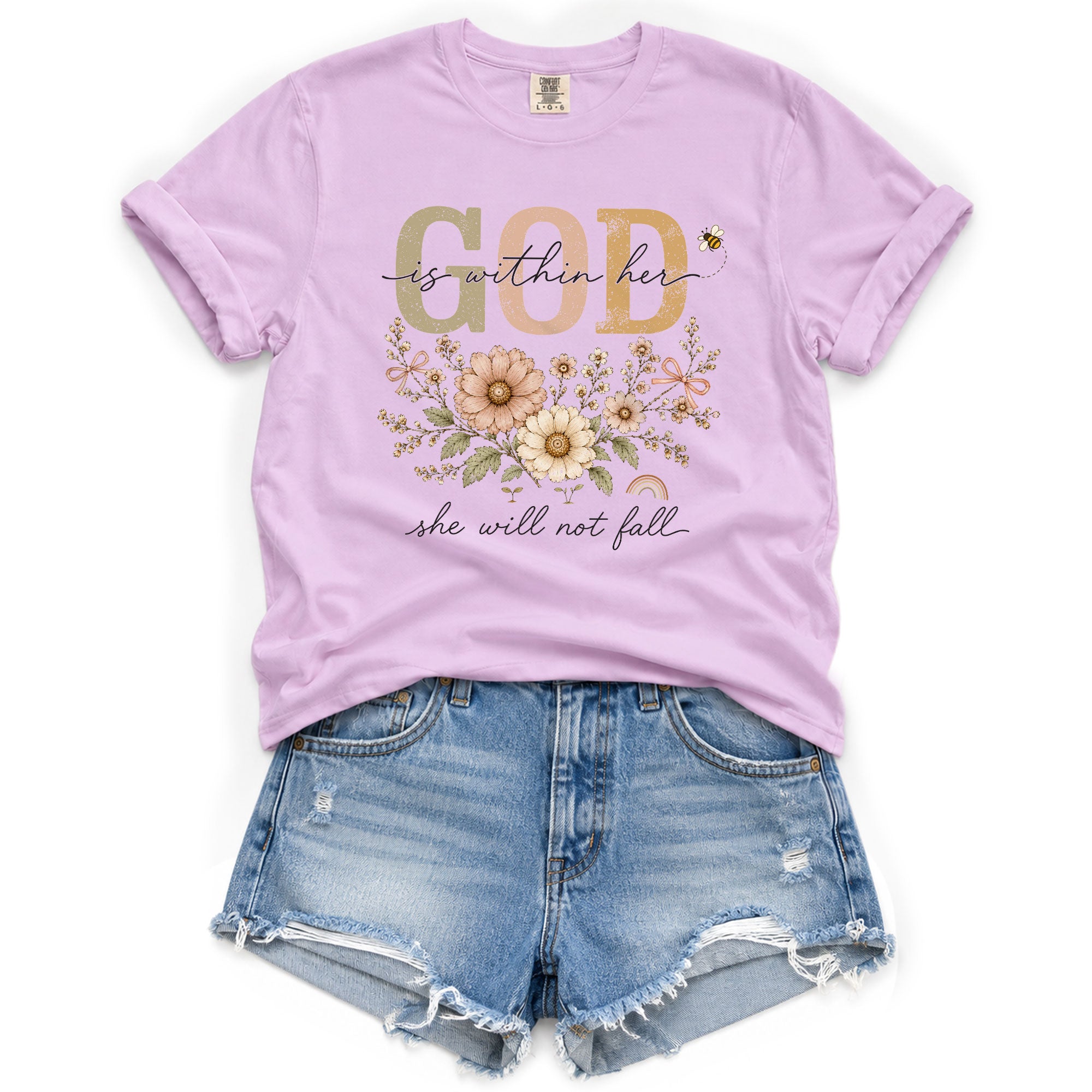 God Is Within Her She Will Not Fall Shirt Daisy Bee Christian Psalm 46 5 Graphic Tee