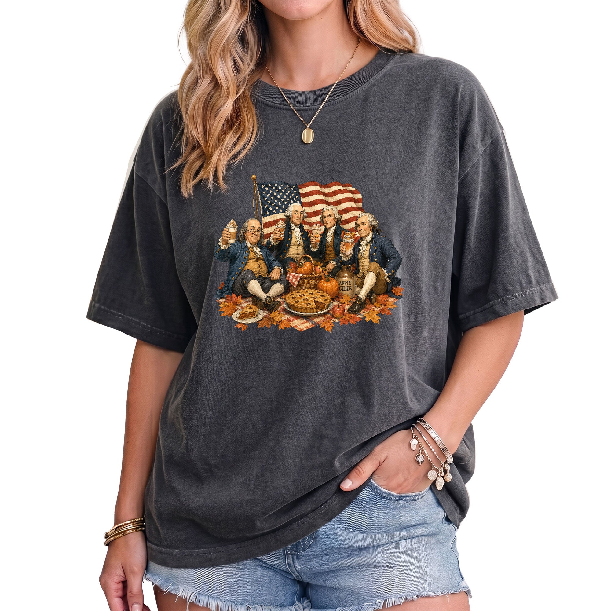 Vintage Founding Fathers Fall T-Shirt - Patriotic Harvest Graphic Tee for Autumn Lovers