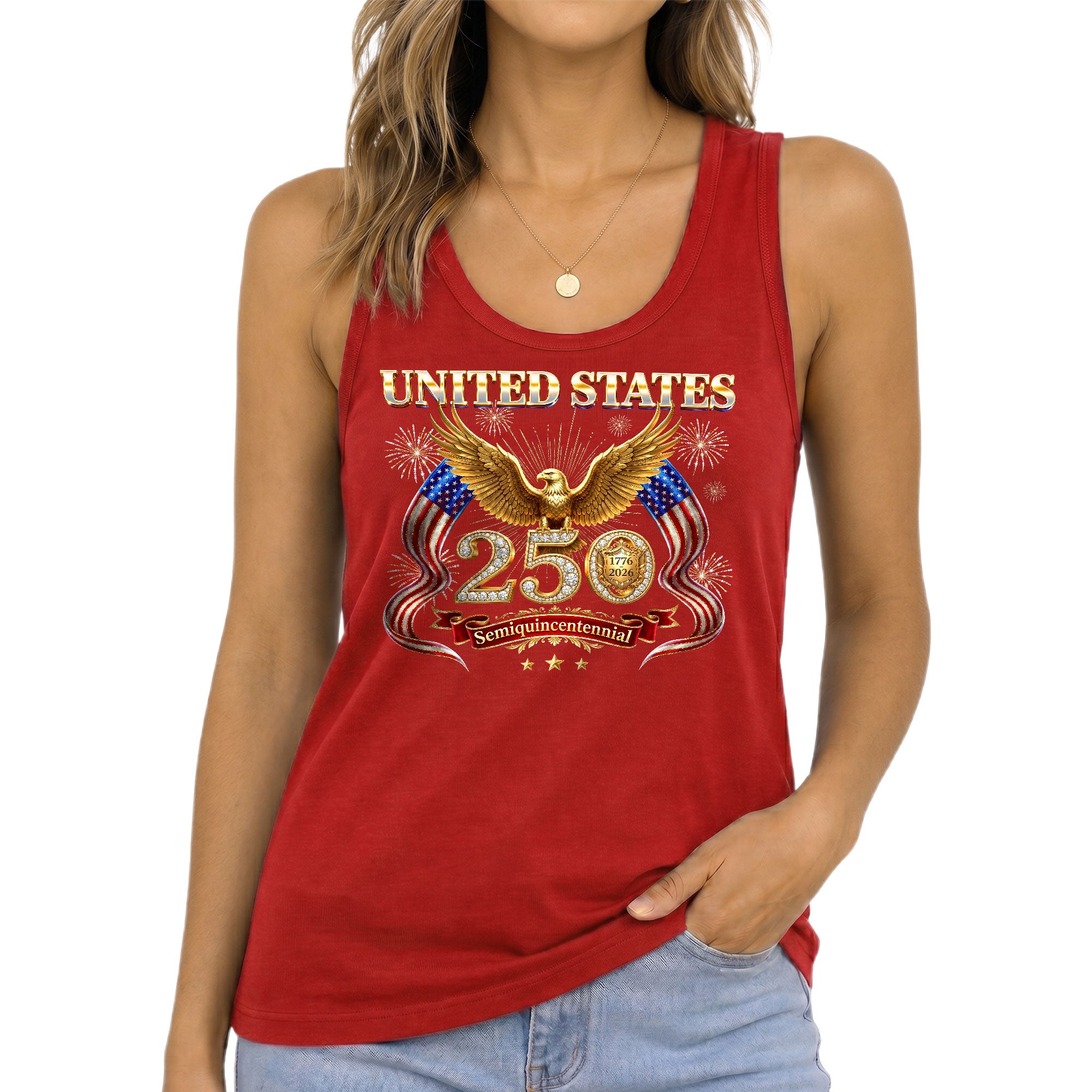 US 1776 2026 Tank Top Women Patriotic Eagle American Flag 250th Anniversary Shirt