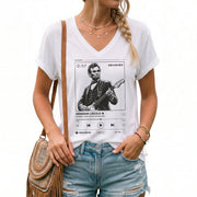 Abraham Lincoln Music Radio Session White V-neck Shirt - Vintage Graphic Apparel Tee