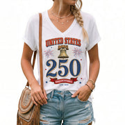 Women's V-Neck Graphic Top United States 250 Years Anniversary Celebration Tee