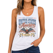 Vintage Tank Top Women 250th Anniversary Patriotic United States America Shirt 1776 - Rust Field Wear