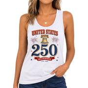 Patriotic Tank Top Women 250th Anniversary Liberty Bell 1776 2026 USA Vintage Shirt