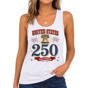 Patriotic Tank Top Women 250th Anniversary Liberty Bell 1776 2026 USA Vintage Shirt - Rust Field Wear