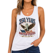 Vintage Tank Top Women 250th Anniversary Statue of Liberty Eagle USA Flag Shirt - Rust Field Wear