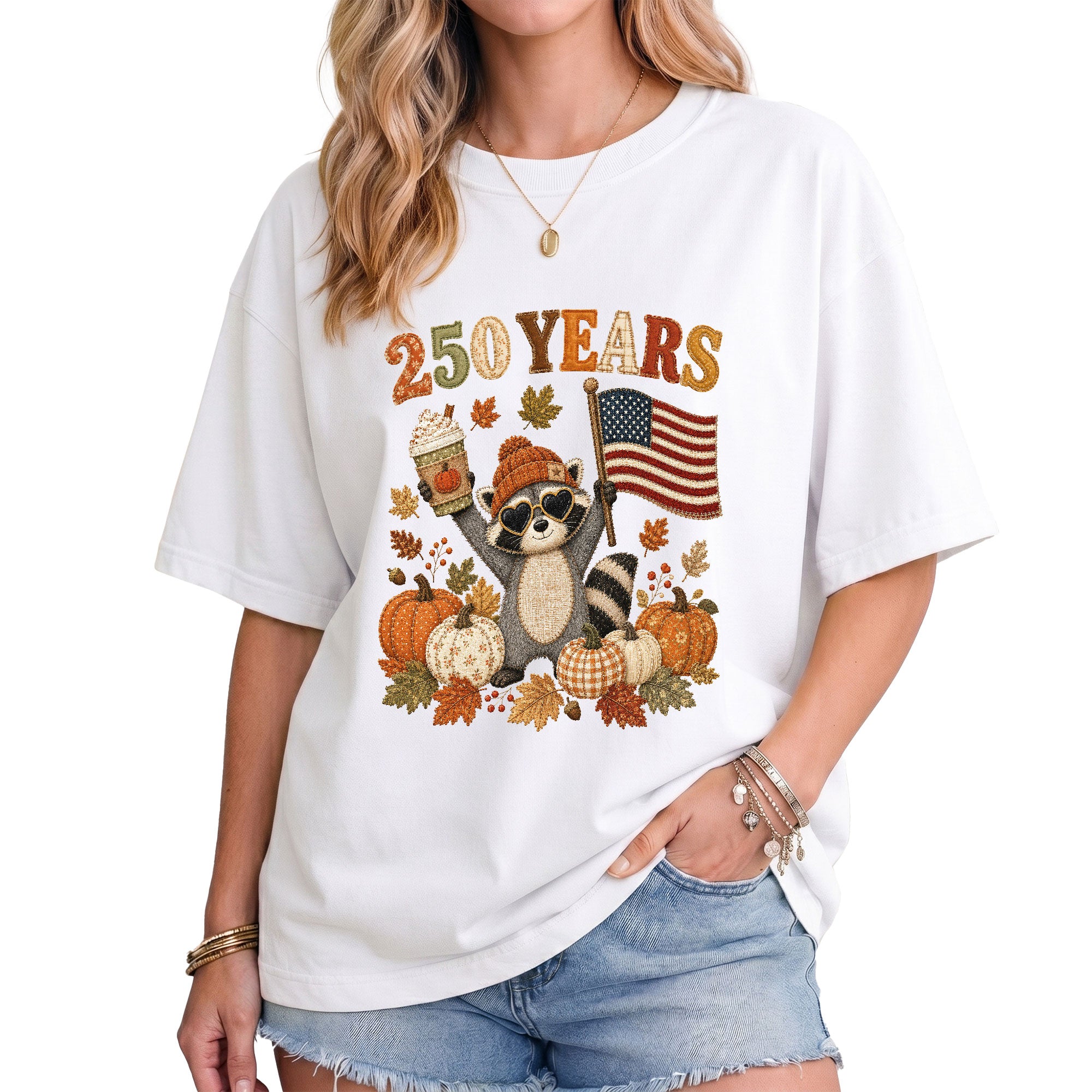 Vintage Style Raccoon 250 Years Fall Shirt: Cozy Pumpkin Autumn Seasonal Graphic Tee