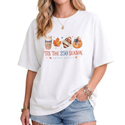 Tis The 250 Season United States T-Shirt: Festive Fall Pumpkin Football Graphic Tee
