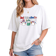 Unique Red White And BooJee Tee Adorable Patriotic Ghost Cartoon Graphic Shirt