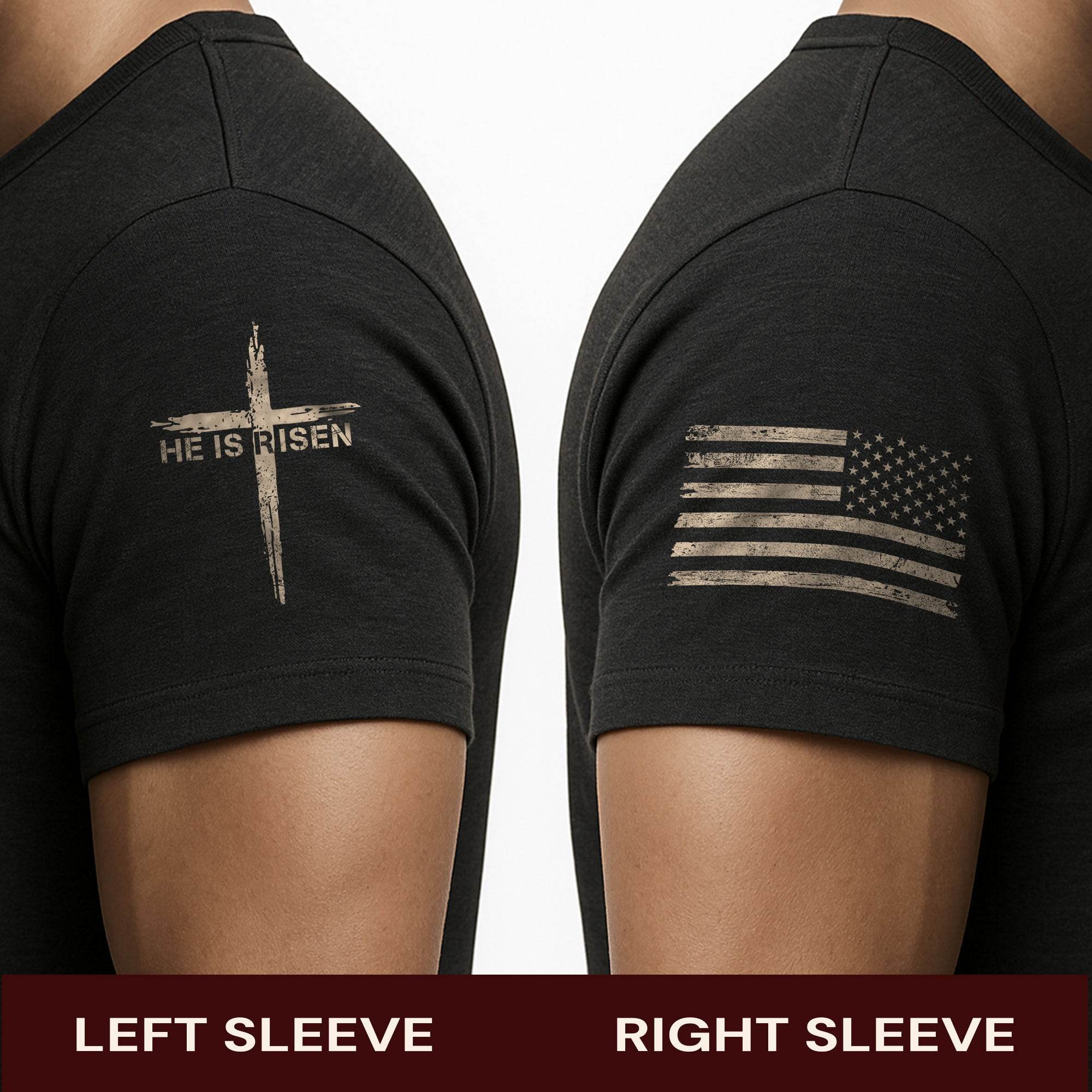 He Is Risen T-Shirt – Resurrection Cross - Rust Field Wear