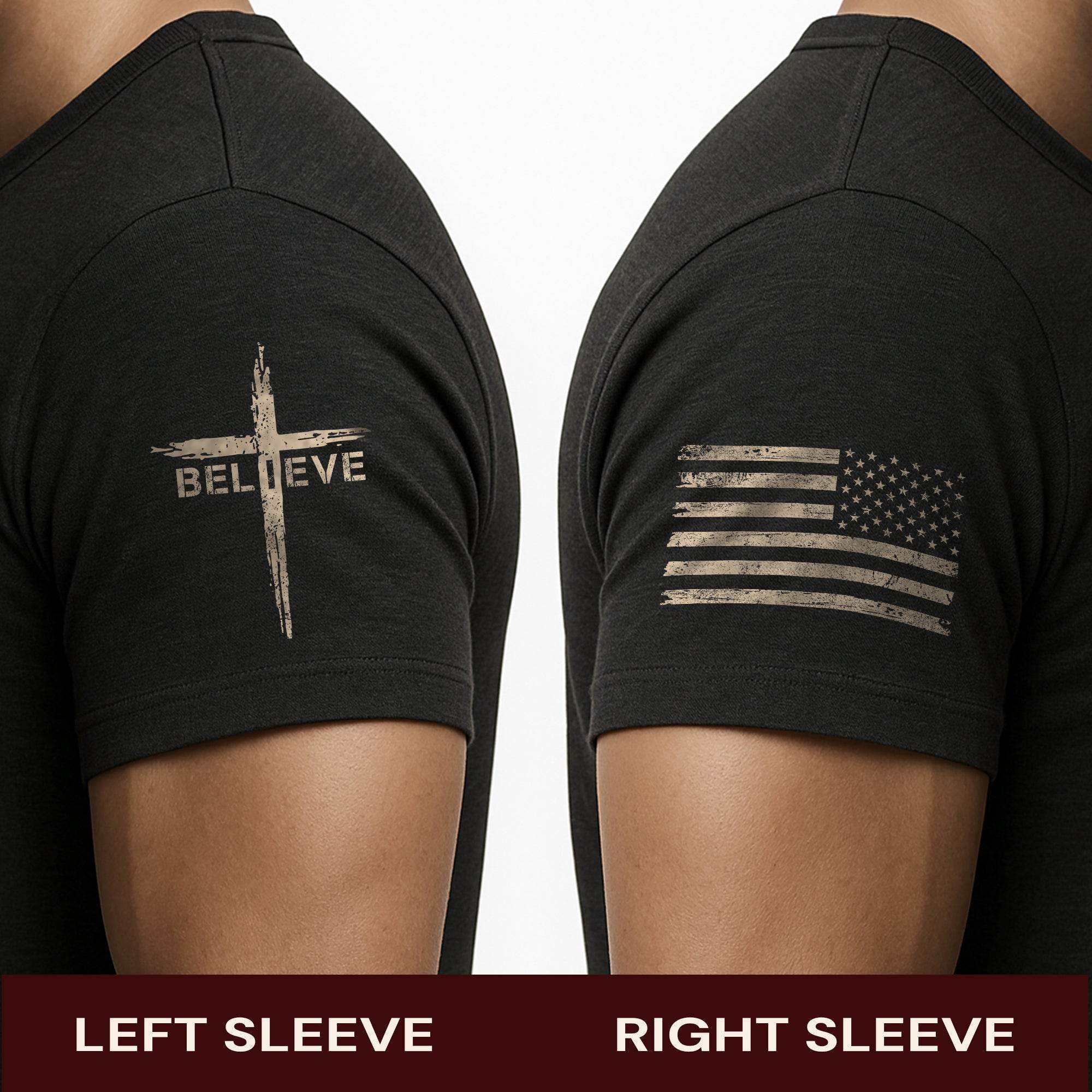 Believe Cross Crown Of Thorns Christian T-shirt - Rust Field Wear