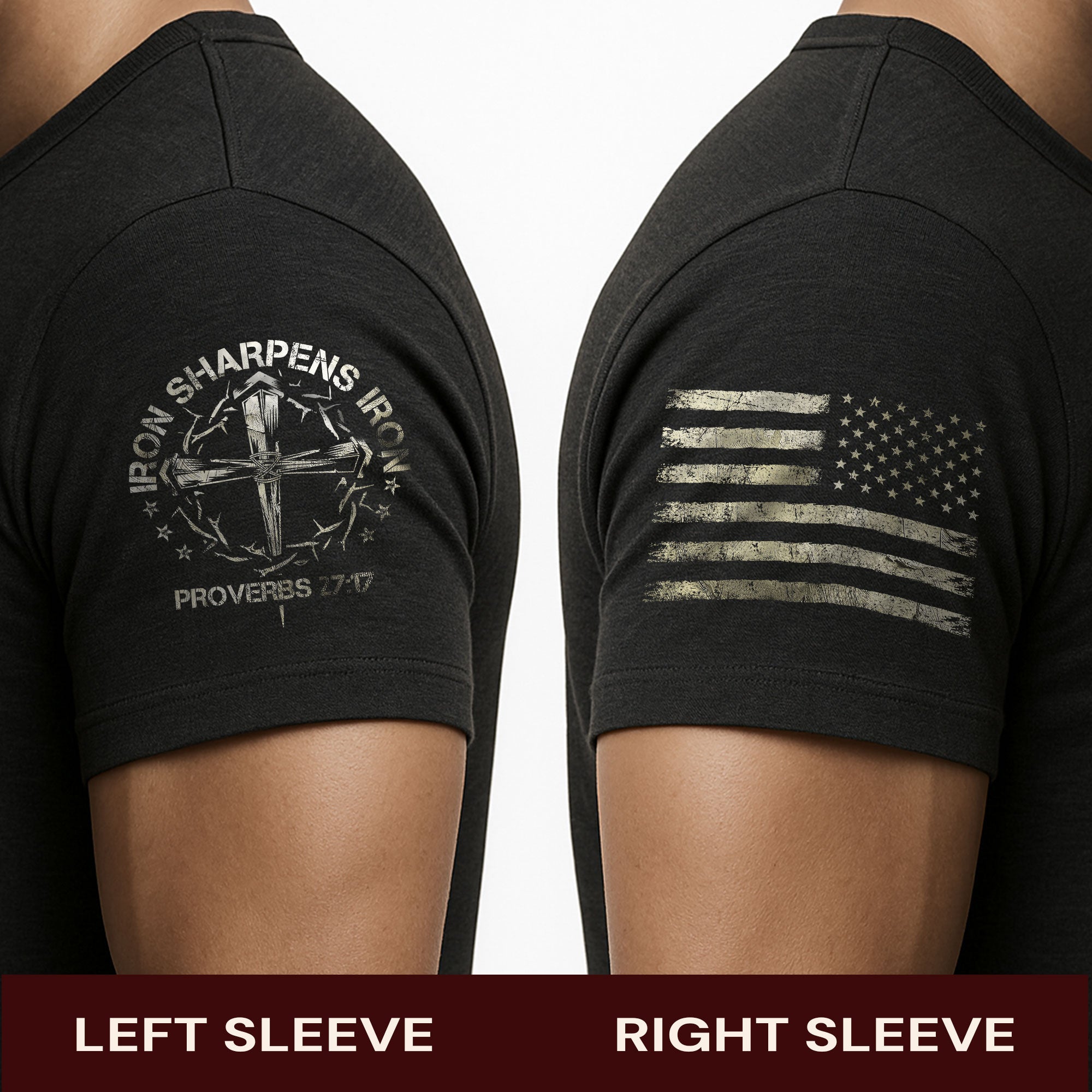 Iron Sharpens Iron T-Shirt – Proverbs 27:17 Patriotic Christian Tee