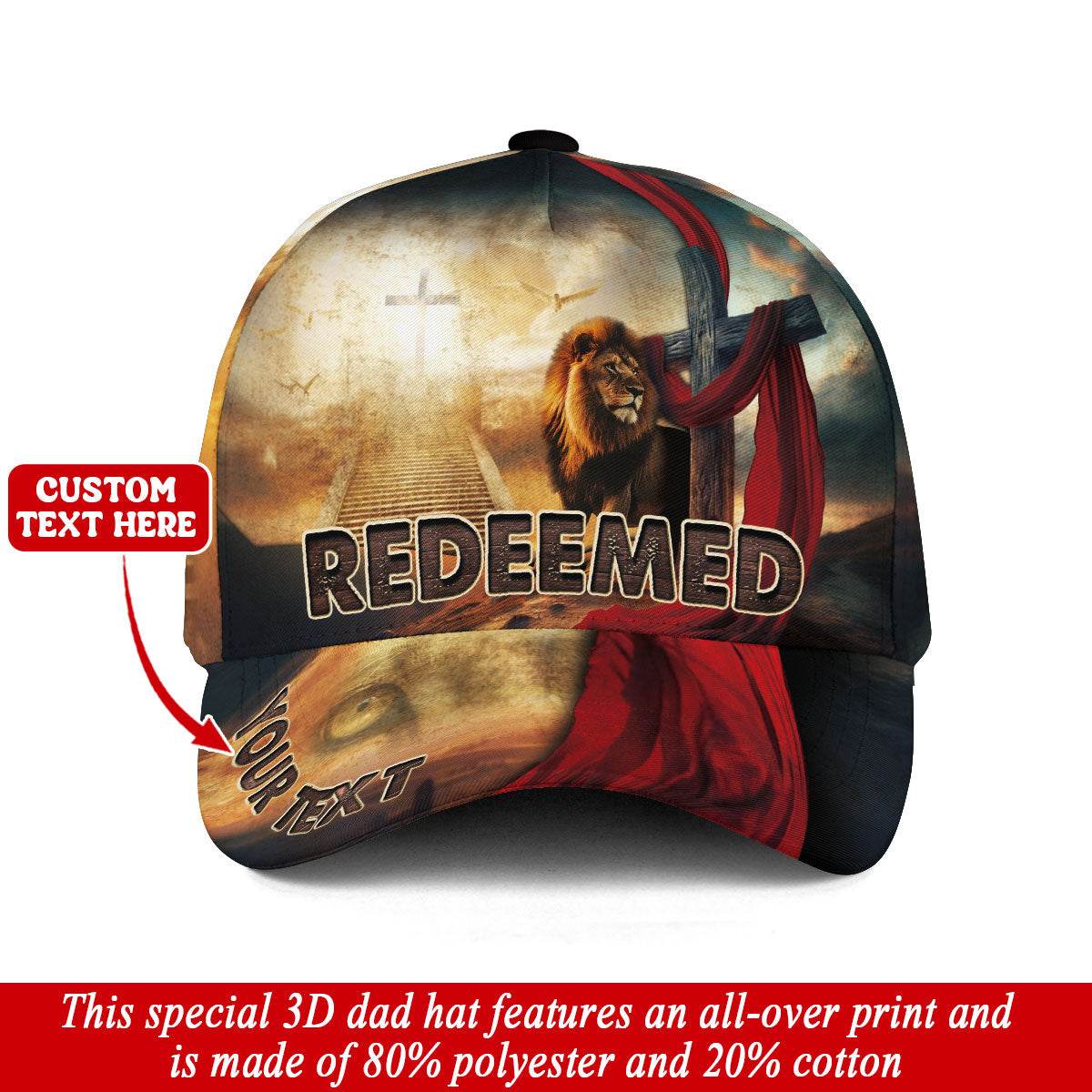 REDEEMED Custom Lion & Cross Cap – The Way, The Truth, The Life - Rust Field Wear