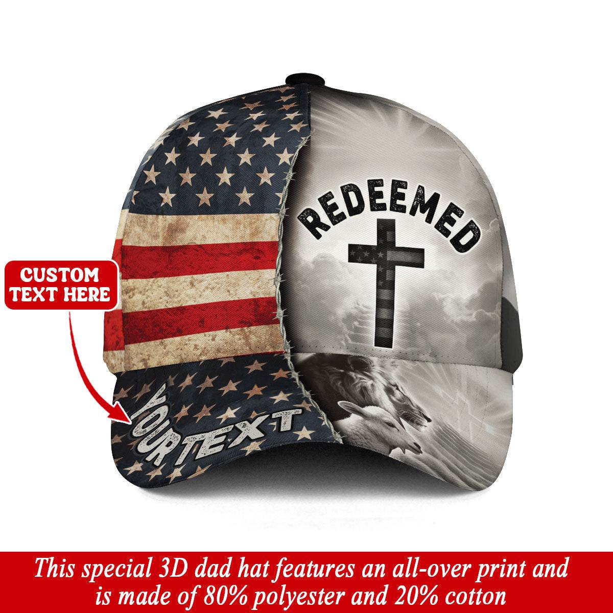 REDEEMED Custom American Flag & Cross Cap – Faith and Freedom United - Rust Field Wear