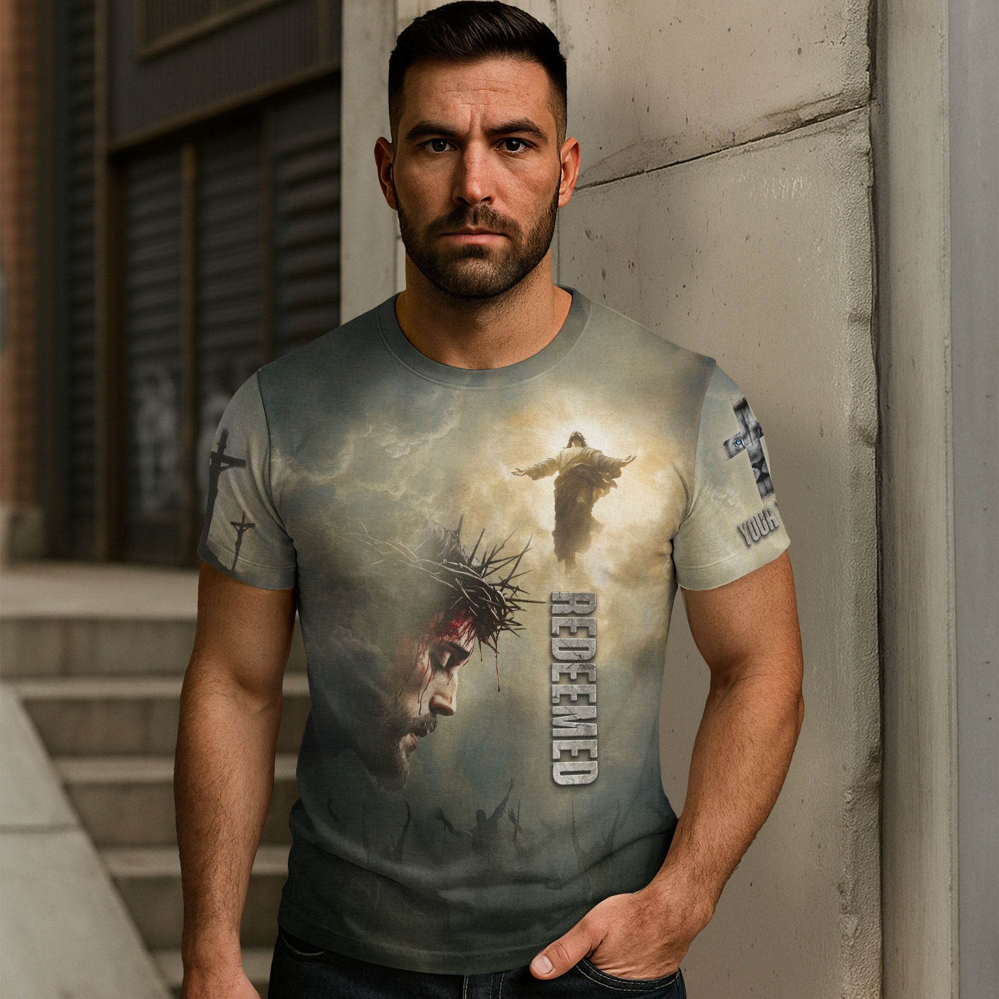 REDEEMED – Custom Jesus Ascension Christian T-Shirt - Rust Field Wear