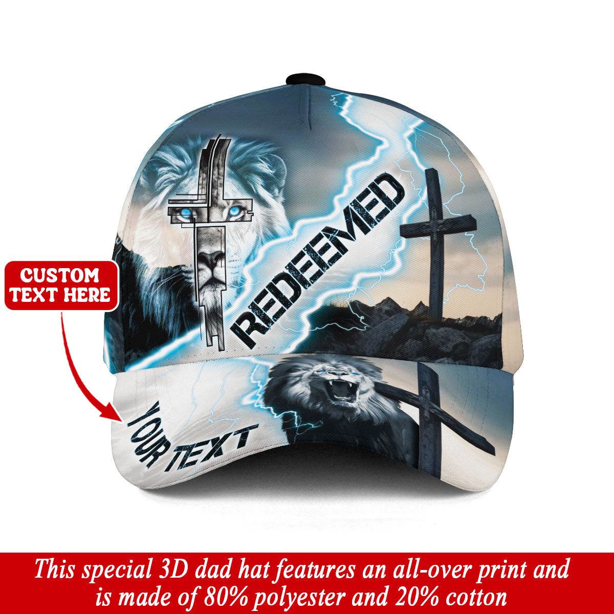 REDEEMED – White Lion of Judah Christian Customized Hat - Rust Field Wear