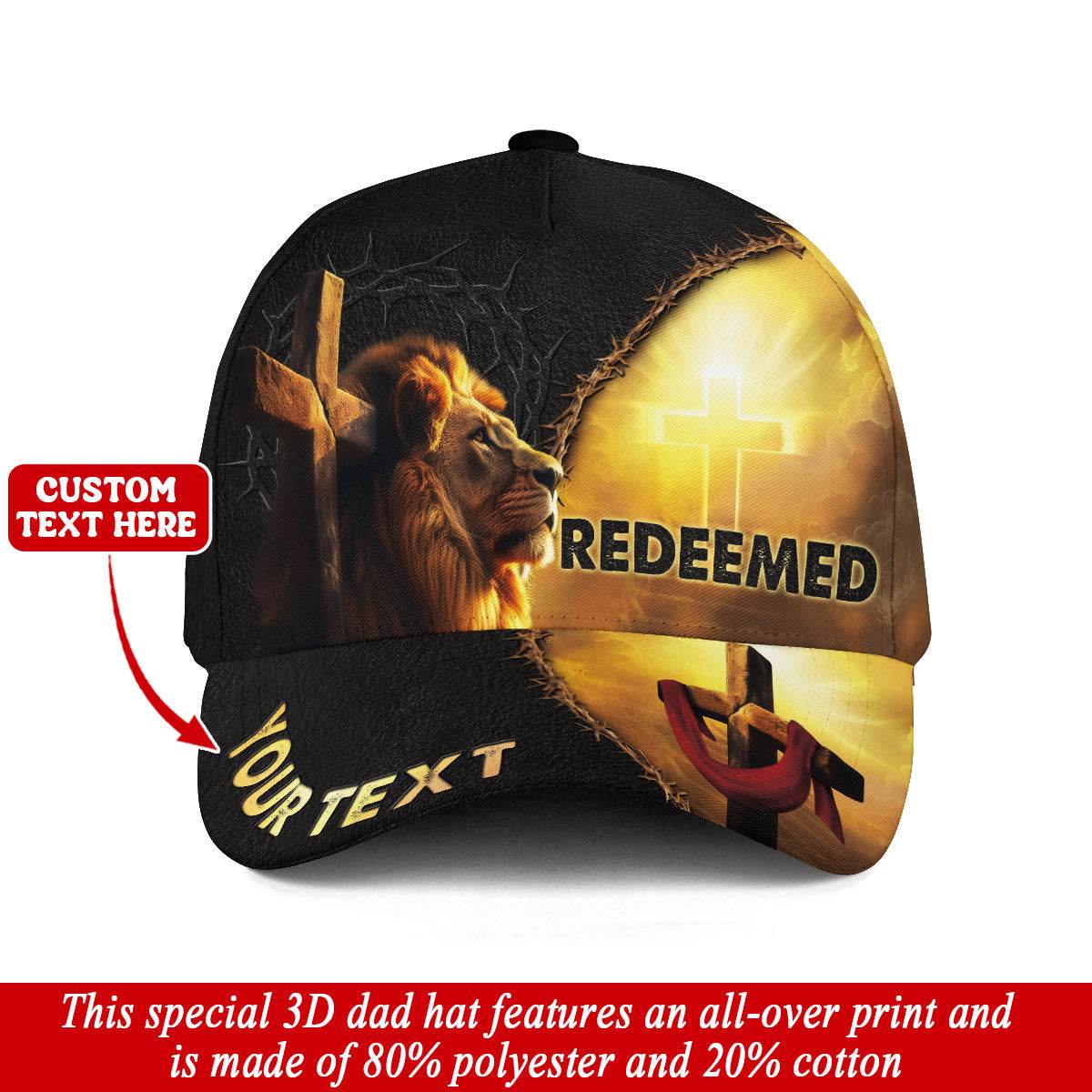 REDEEMED – Lion of Judah & Cross Customized Hat - Rust Field Wear