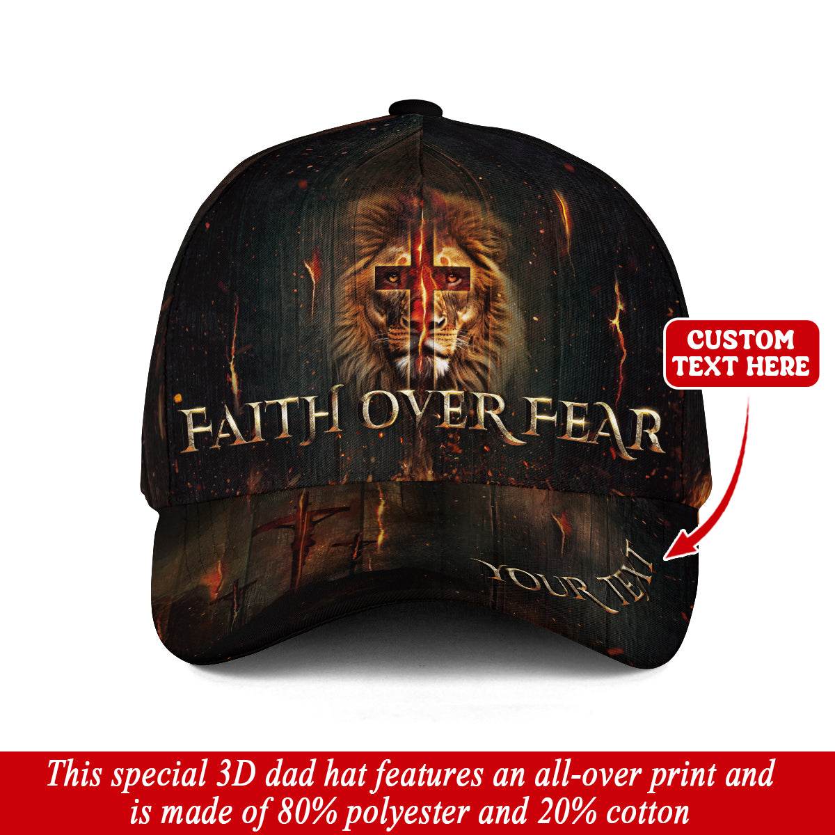 Faith Over Fear - Christian Lion Custom Hat - Rust Field Wear