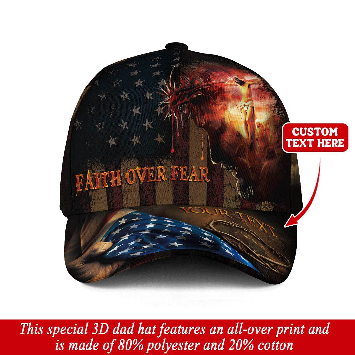 Faith Over Fear – Crown of Thorns Christian Custom Hat - Rust Field Wear