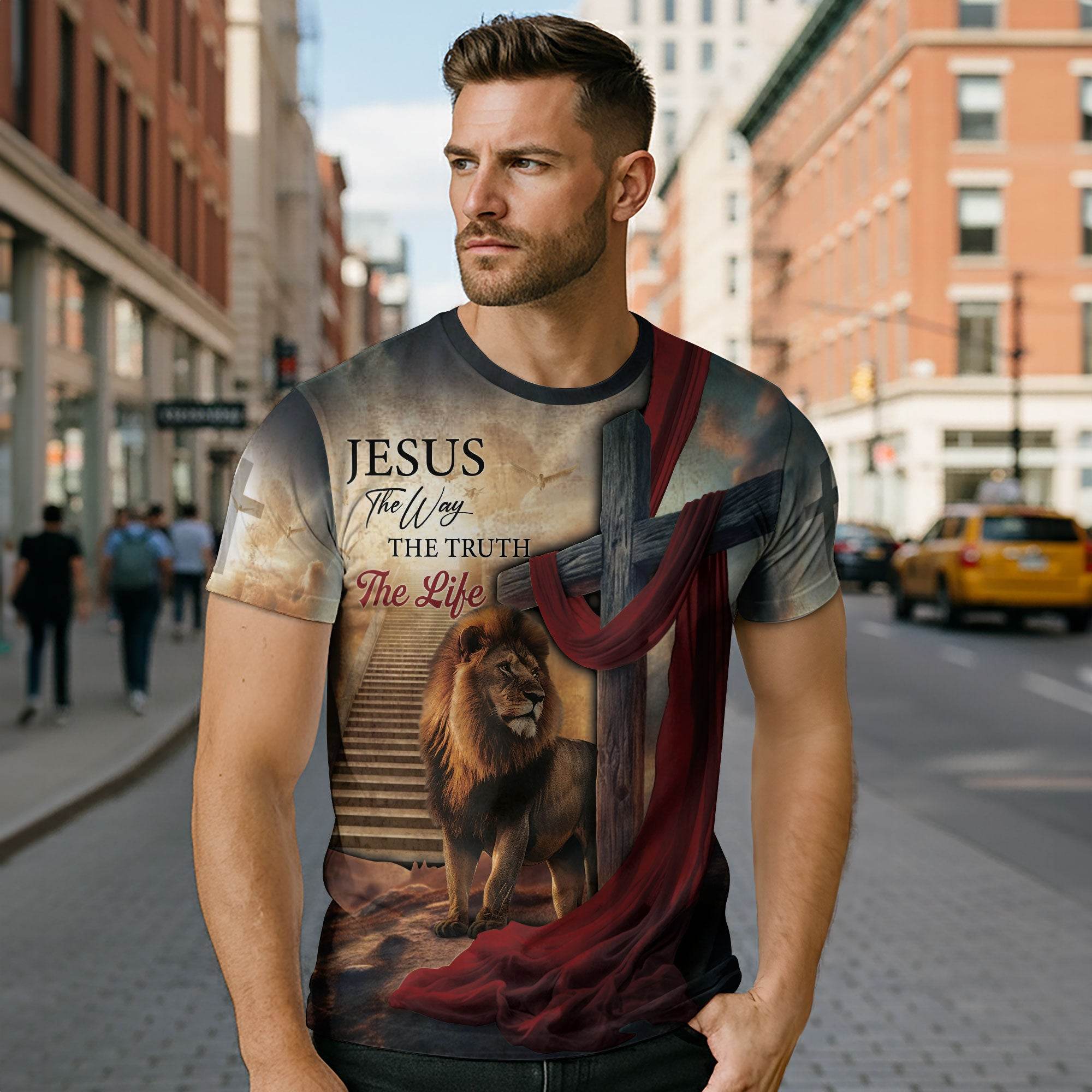 Christian Lion Of Judah Wilderness Tee – Jesus Is The Way (2 Side Version) - Rust Field Wear